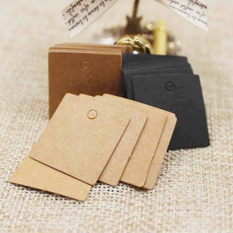 Kraft Hang Tag - 100 Etiquetas de Papel Kraft/Negras/Blancas de