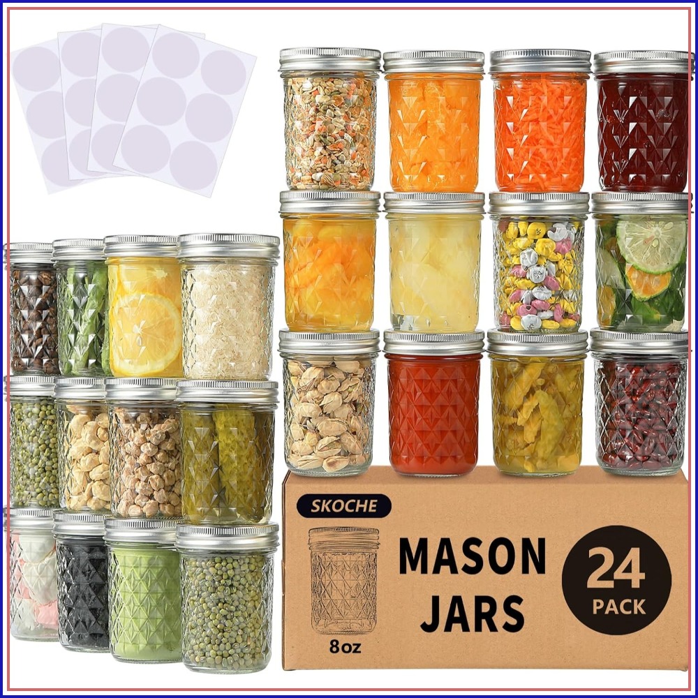 Mason Jar 8Oz - Paquete de 24 Frascos Mason de
