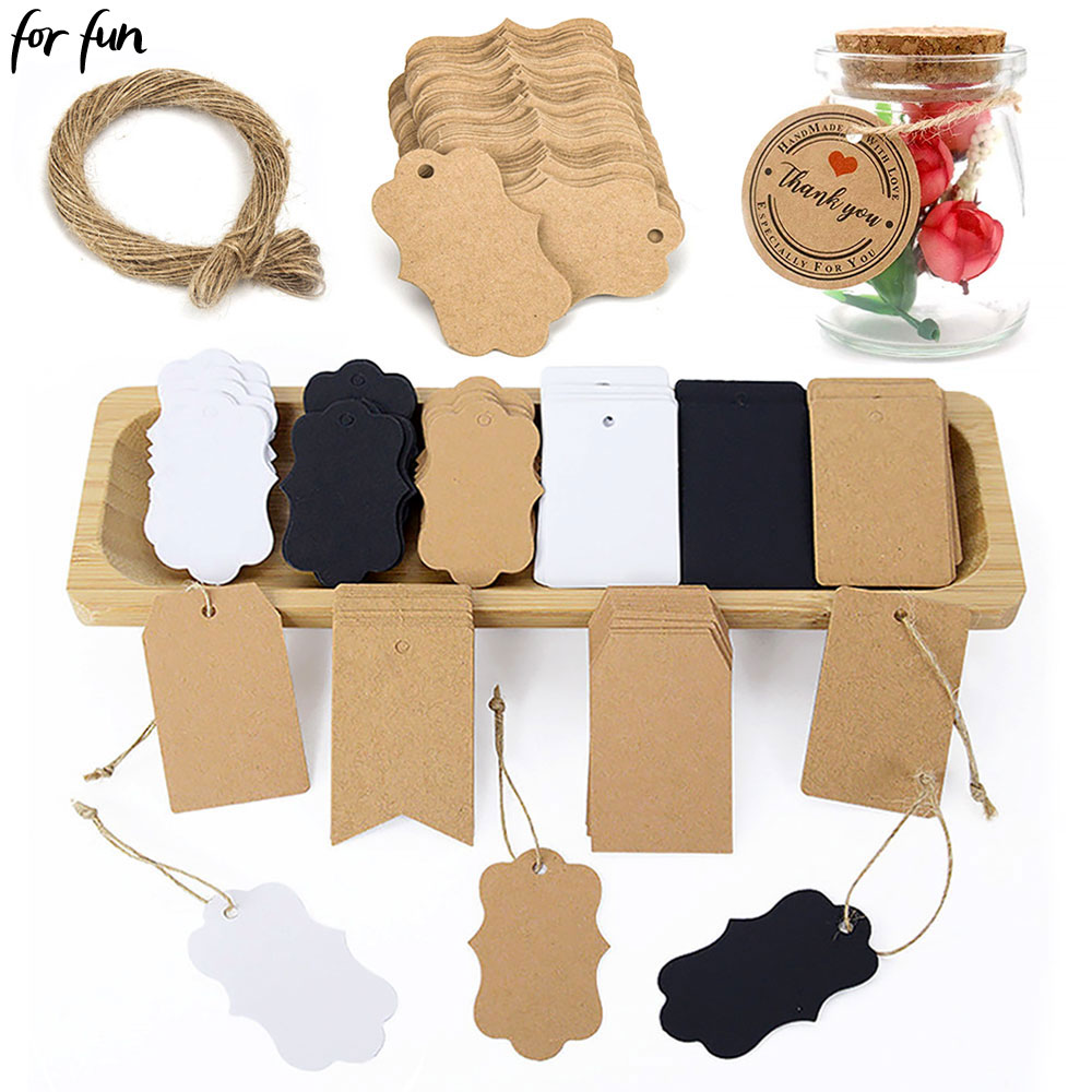 Kraft Hang Tag - Para diversión, 100 Uds., etiquetas de