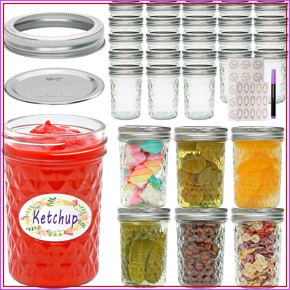 Mason Jar 8Oz - Paquete de 30 Frascos de Vidrio
