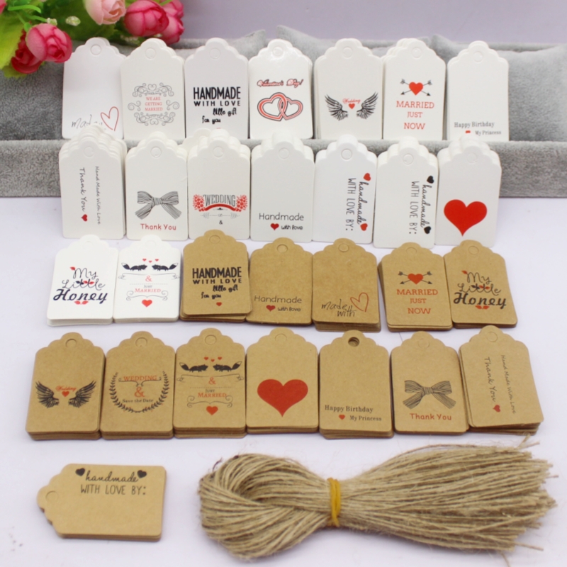 100 piezas + 100 cuerdas 3x5 c - Kraft Hang Tag reseña y precio