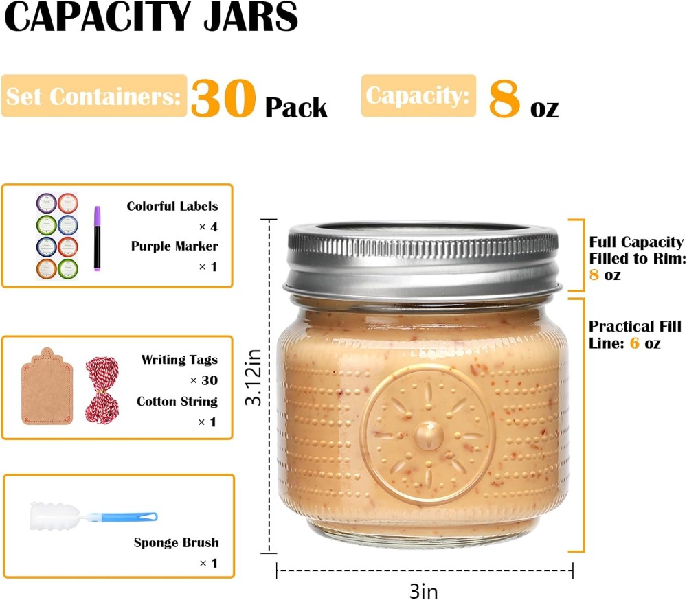 Paquete de 30 Frascos Mason de - Mason Jar 8Oz reseña y precio