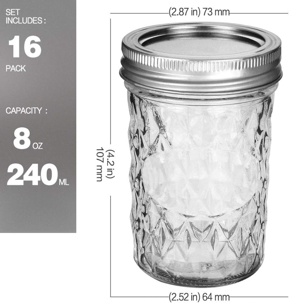 Paquete de 16 Frascos Mason de - Mason Jar 8Oz reseña y precio